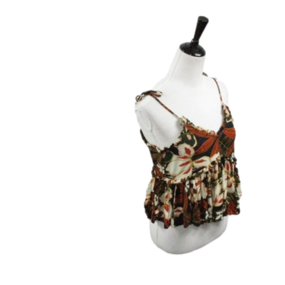 Patrons of Peace Black/Orange Floral Cropped Blouse Size XS - Picture 4 of 4